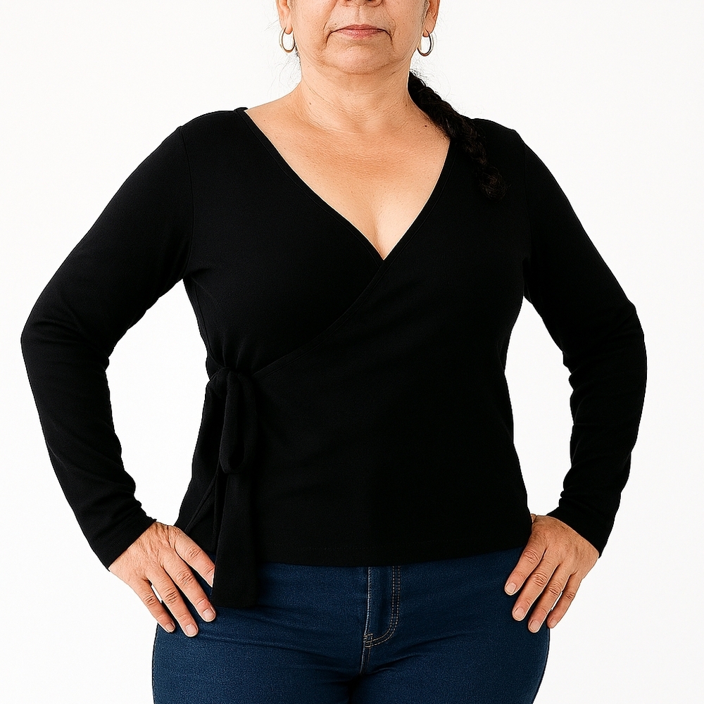 Elegant Black V-Neck Sweater Various Size